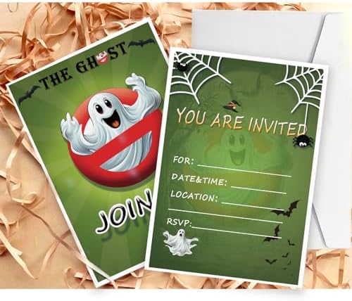 Ghost Party Invitation Cards Halloween Magic Theme Spiderweb Design