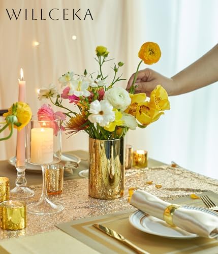 Gold Cylinder Vase Set of 12 for Centerpieces