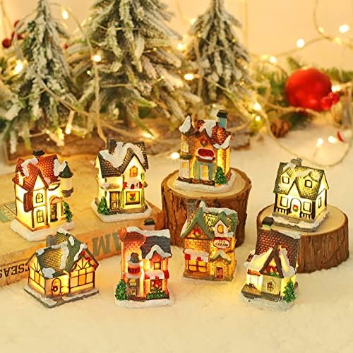 Ochine Resin Christmas Village Houses with LED Light