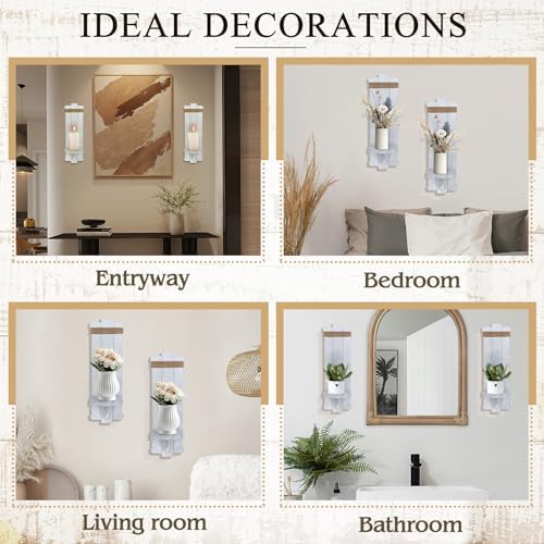 Alphatool Farmhouse Wall Decor Candle Sconces 2 Pcs