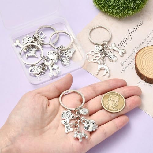 UR URLIFEHALL 5 Piece Antique Silver Dog Keychain Set