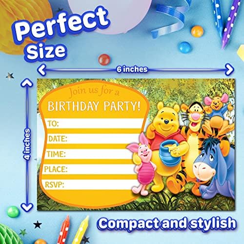 Set of 20 Honey Bear Birthday Invitations with Envelopes