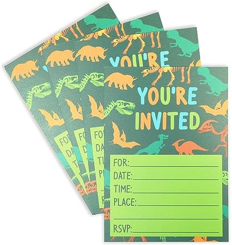 Blue Panda Green Dinosaur Party Invitations 5x7 36 Pack Kids Birthday Invites