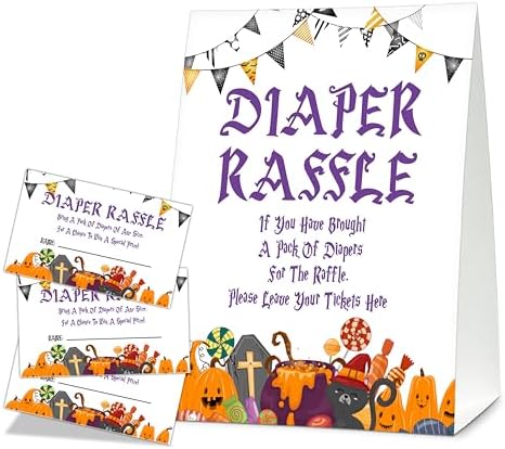 Halloween Diaper Raffle Game Sign And Tickets