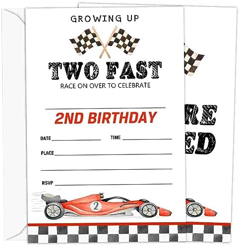 2nd Race Car Birthday Party Invitation Set