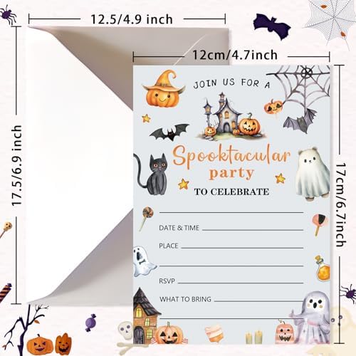 20 Halloween Birthday Invitations with Envelopes