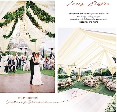 6 Panels Beige Ceiling Drapes for Wedding Decorations