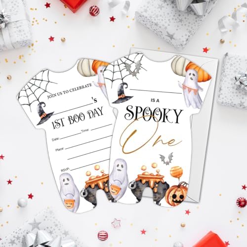 Halloween 1st Birthday Invitations Set of 20 with Envelopes