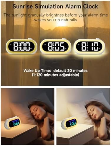 OCUBE Digital Alarm Clocks with Wake Up Light and Dual Alarms