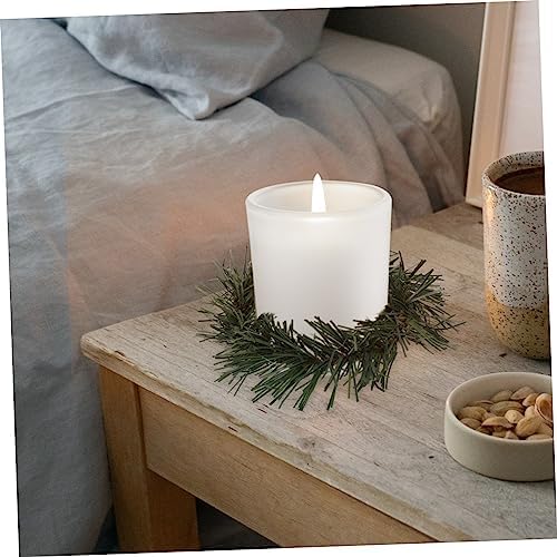 10pcs Artificial Pine Candle Wreaths for Christmas Decorations