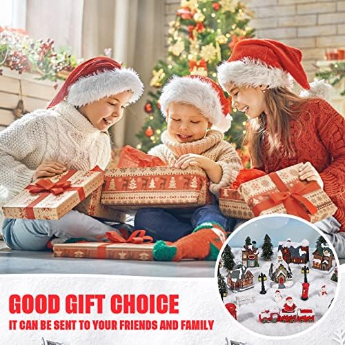 Zubebe 30 Pcs LED Christmas Village Houses Set