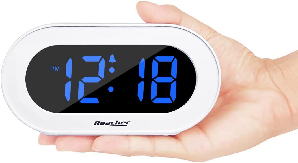 REACHER Small LED Digital Alarm Clock with Snooze and Brightness Control