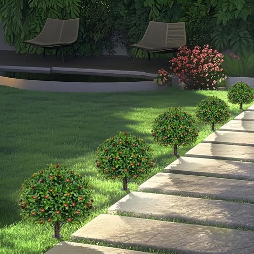 Artificial Boxwood Topiary Set of 2 for Porch and Outdoor
