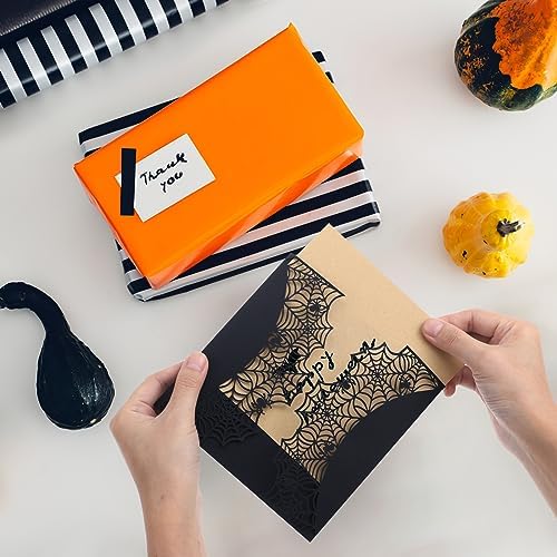 LUOEM 10pcs Halloween Invitations with Spiderweb Design and Bowknots