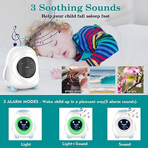 Wisoee Kids Alarm Clock with Night Light and Sound Machine