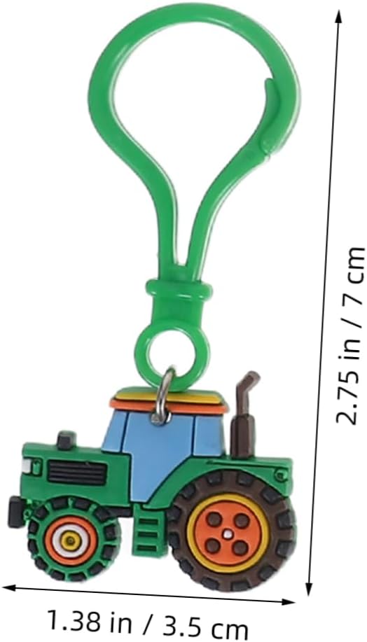6pcs Farm Tractor Keychain Boys Girls Cartoon Keyring Pack