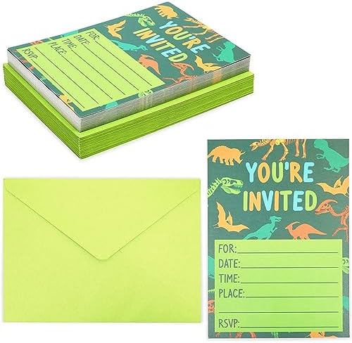 Blue Panda Green Dinosaur Party Invitations 5x7 36 Pack Kids Birthday Invites