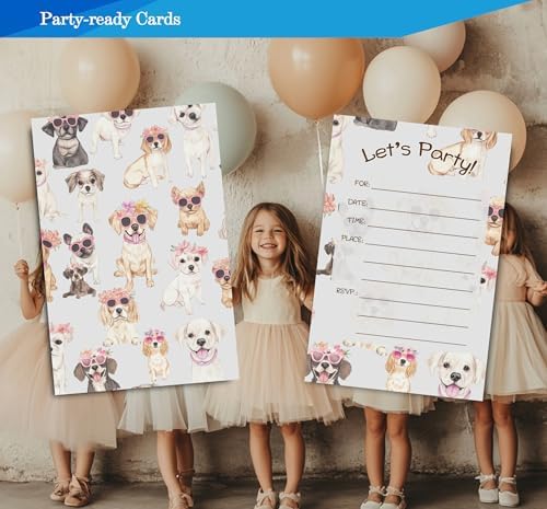Puppy Dog Birthday Invitations for Girls 4x6 30 Sets