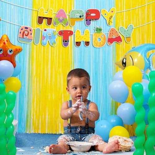 Sponge Birthday Party Decorations 2 Pack Foil Fringe Curtains