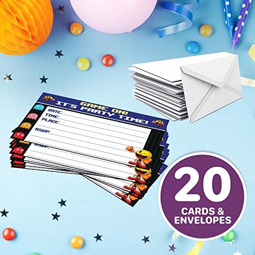 Set of 20 Retro Game Birthday Invites with Envelopes