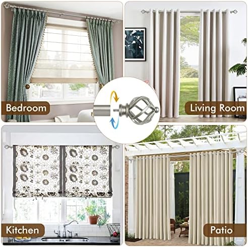 KAMANINA Silver Curtain Rod 32-58 Inch Adjustable Single Rod