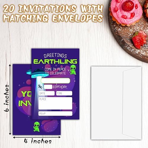 Alien Birthday Invitations 20 Piece Set