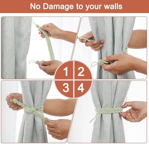 Uxcell 4Pcs Curtain Tiebacks Green 58cm