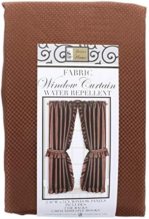 Mosaic Fabric Ruffled Window Curtain 54 Long Chocolate Brown