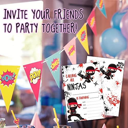 Ninja Warrior Birthday Invites With Envelopes Set of 20