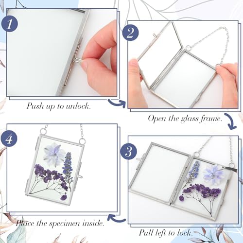 Landhoow 8 Pcs Floating Picture Frames for Pressed Flowers Silver