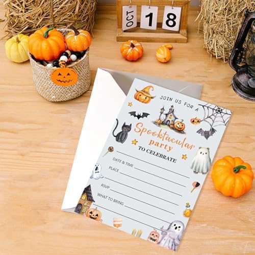 20 Halloween Birthday Invitations with Envelopes