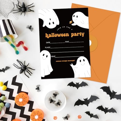 Whaline Halloween Invitation Set of 25 with Envelopes