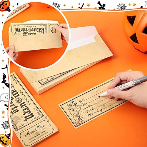 Woanger 50 Pcs Halloween Party Invitation Set with Envelopes Skull Design