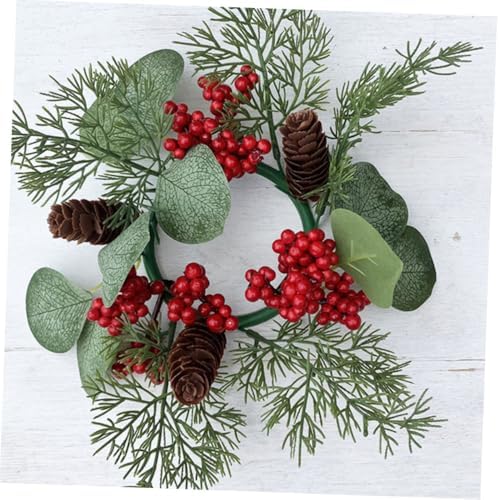 BESTYASH Christmas Candle Ring Wreath Artificial Decor