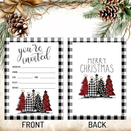 Whaline 25Pcs Christmas Party Invitations with Envelopes