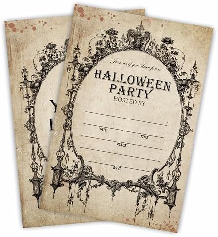 Halloween Party Invitation Cards 20 Pcs Retro Gothic Design