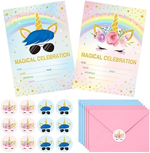 Tallew Unicorn Party Invitation Set 24pcs