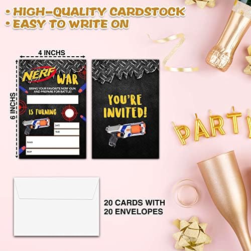 Chuxvon Dart Guns Birthday Invitations Double-Sided