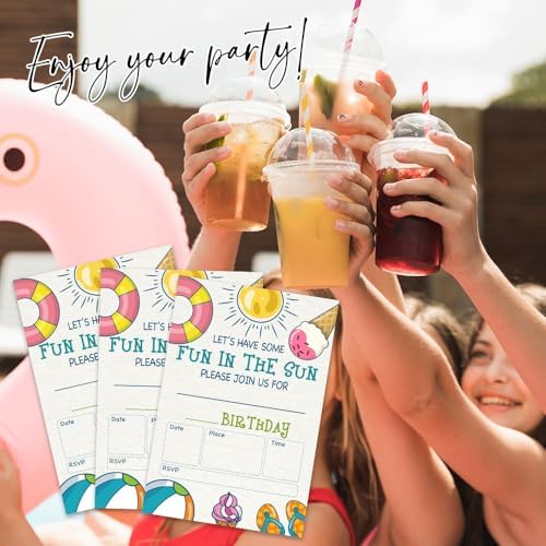 Pool Party Birthday Invitation Cards 4x6 Double Sided
