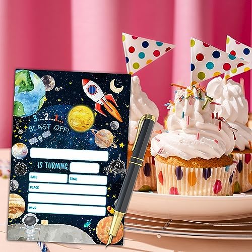 Outer Space Birthday Invitations for Kids and Adults 20 Set with Envelopes