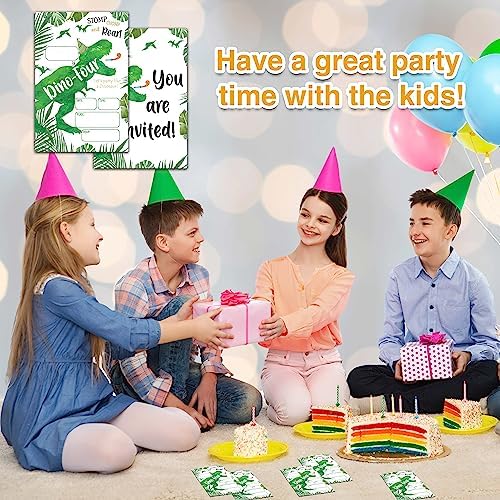 YSTEP 4th Birthday Invitations 4x6 Dinosaur Set