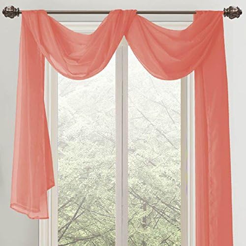 RT Designers Collection Celine Sheer Curtain Scarf Coral 55x216