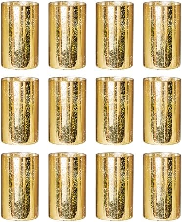 Gold Cylinder Vase Set of 12 for Centerpieces