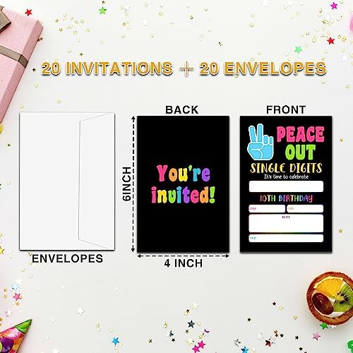 Ycyfckdr 20 Birthday Invitations with Envelopes for Kids
