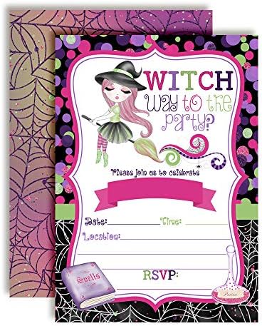 Fancy Halloween Witch Party Invites 20 5x7 Fill In Cards