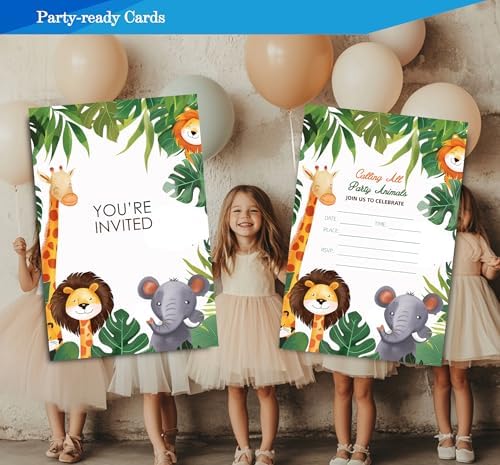 Cute Jungle Animals Birthday Invitations for Boys 4x6 30 Sets