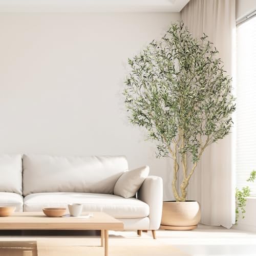Realead 8ft Artificial Olive Tree with Realistic Leaves and Olives