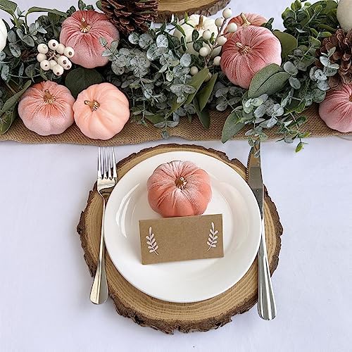 Winlyn 12 Pcs Small Velvet Pumpkin Decor Set