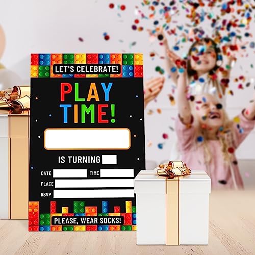 Building Blocks Birthday Invitations Set of 20 with Envelopes