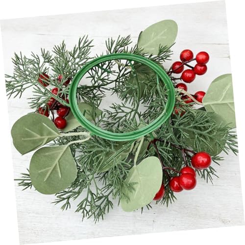 VOSAREA Christmas Candle Wreath with Pine Cones and Poinsettia